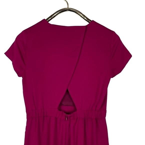 J. CREW DRAPEY WRAP BACK DEEP BERRY PINK WIDE LEG CROPPED SHORT SLEEVE JUMPSUIT - Picture 6 of 13